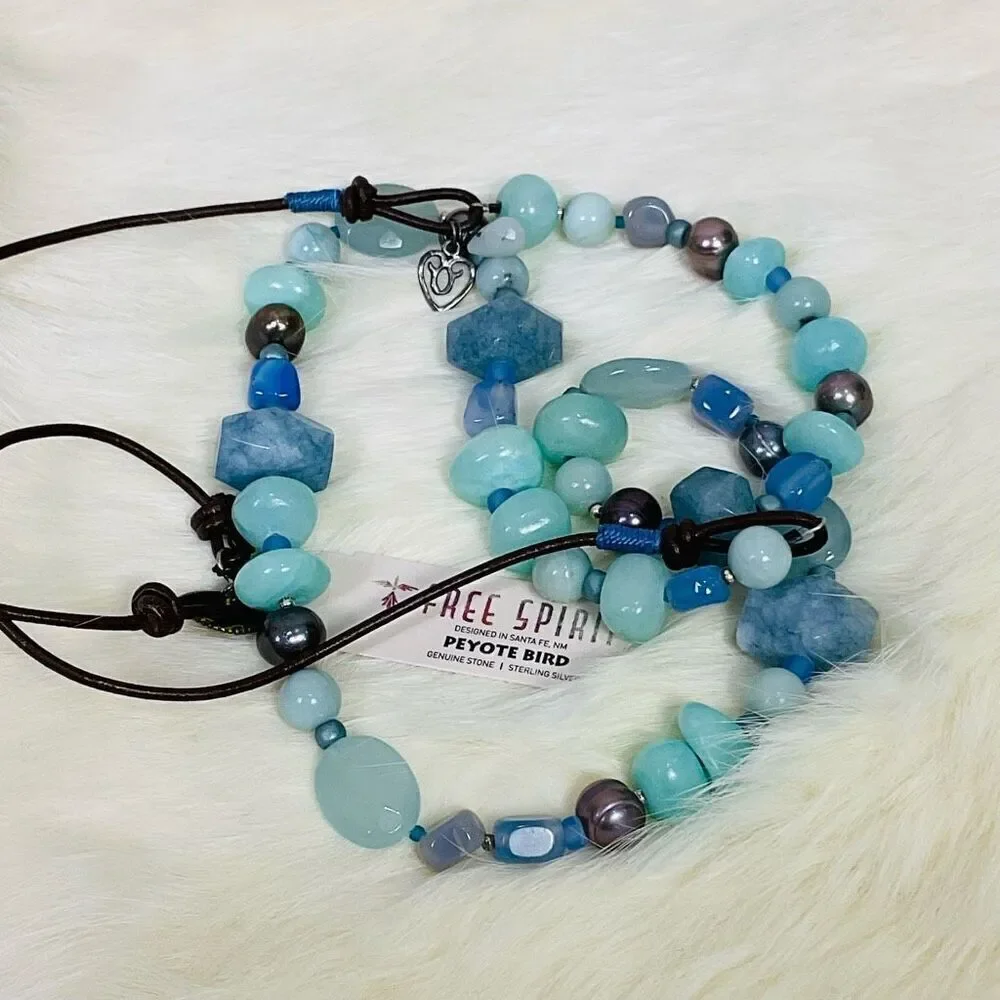 New Free Spirit Peyote Bird Genuine Gemstones Sterling Silver Necklace Turquoise
